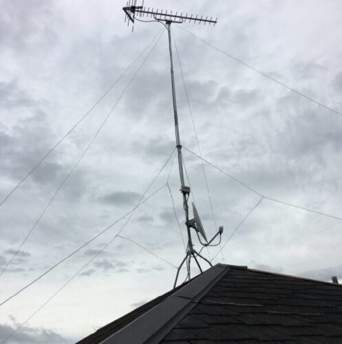 アンテナ工事　地デジBS　台風対策　支線ワイヤー修理