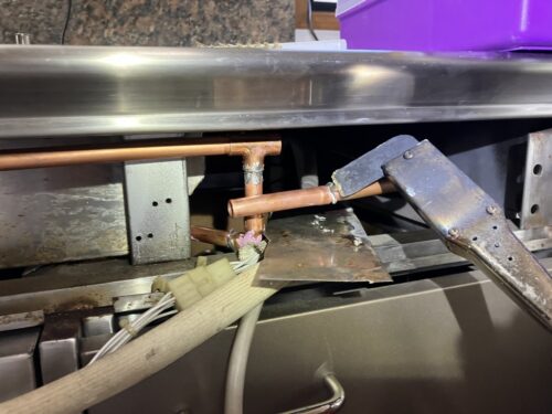 ガス管接続　ガステーブル　加工